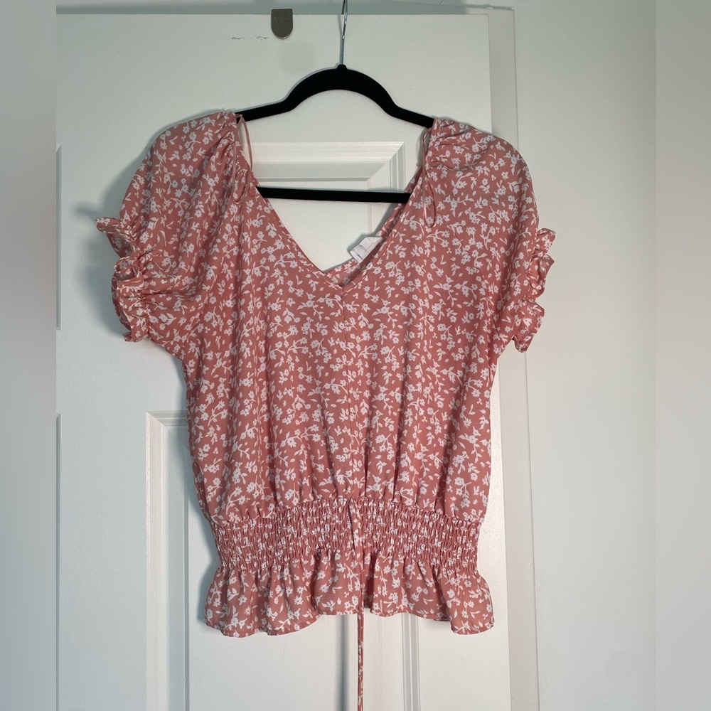 Sienna Sky Smocked Hem Floral Blouse